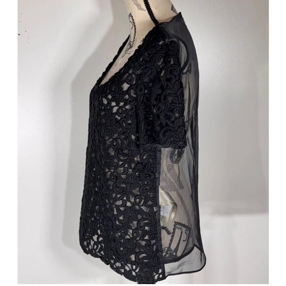 Burberry London Black Sheet Floral Top, Womens Size 8 NWD (Missing Camisole) - Picture 4 of 7